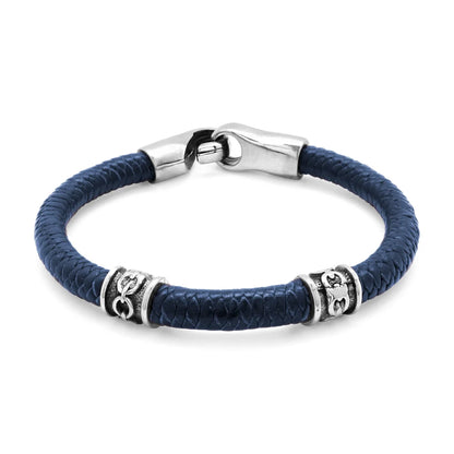 Pulsera de piel natural de borrego en trenza de 8 hilos, con broche y terminado en acero - Joyería y bisutería fina