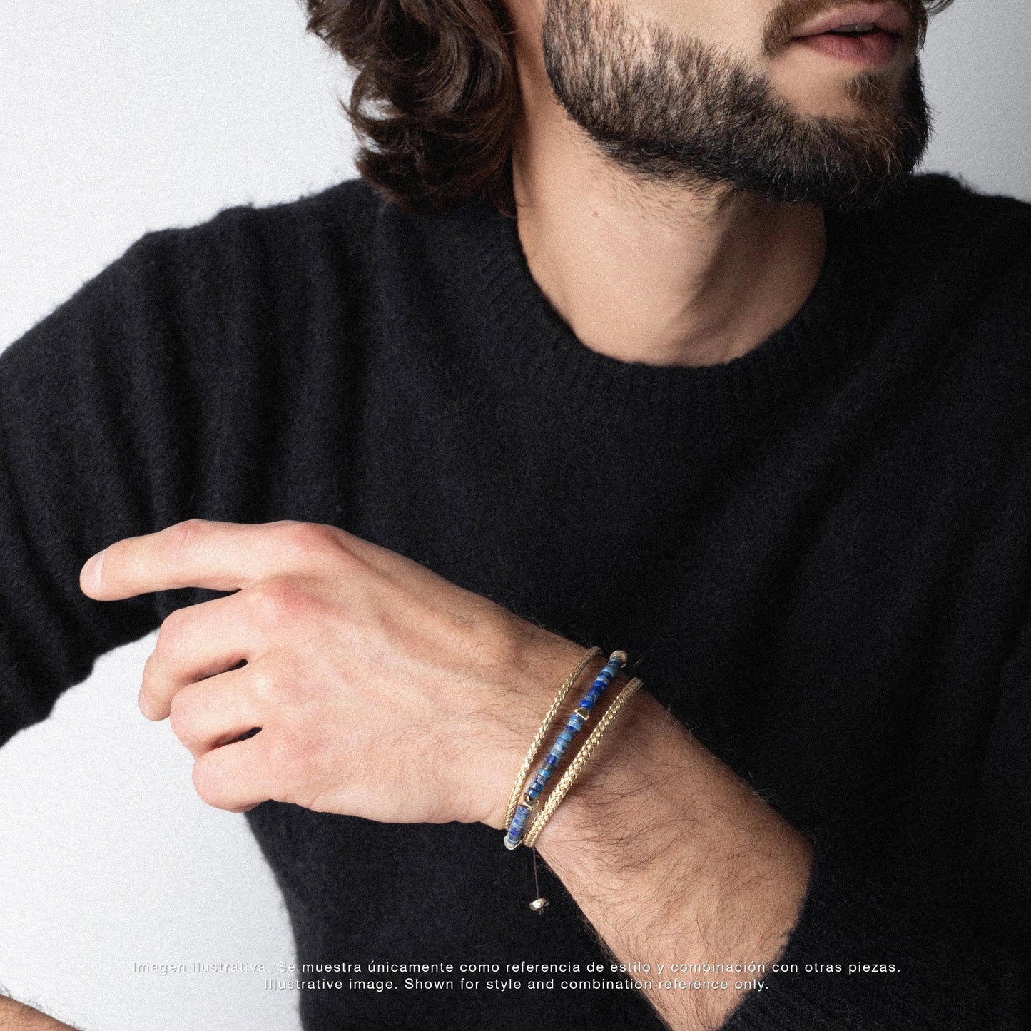Pulsera Bengala Oro 14k arandelas de lapislázuli con semillas de oro - Joyería y bisutería fina