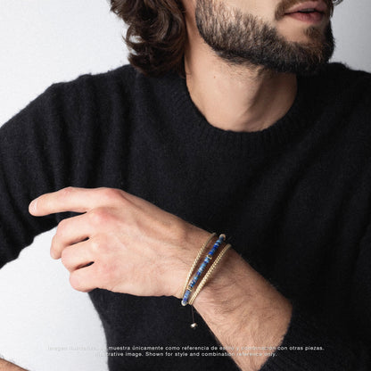 Pulsera Bengala Oro 14k arandelas de lapislázuli con semillas de oro - Joyería y bisutería fina