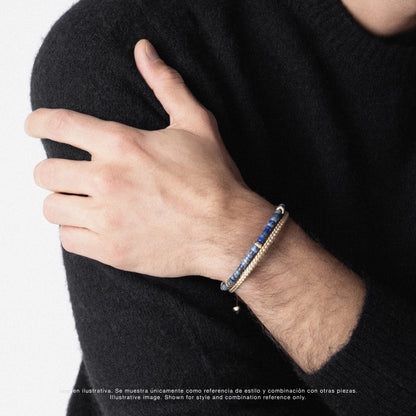 Pulsera Bengala Oro 14k arandelas de lapislázuli con semillas de oro - Joyería y bisutería fina