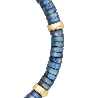 Pulsera Bengala Oro 14k arandelas de lapislázuli con semillas de oro - Joyería y bisutería fina