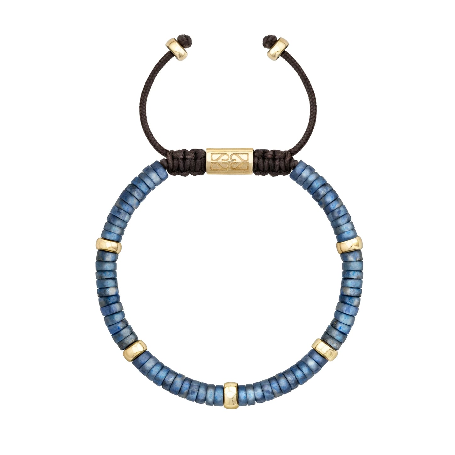 Pulsera Bengala Oro 14k arandelas de lapislázuli con semillas de oro - Joyería y bisutería fina