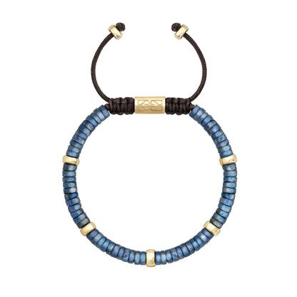 Pulsera Bengala Oro 14k arandelas de lapislázuli con semillas de oro - Joyería y bisutería fina