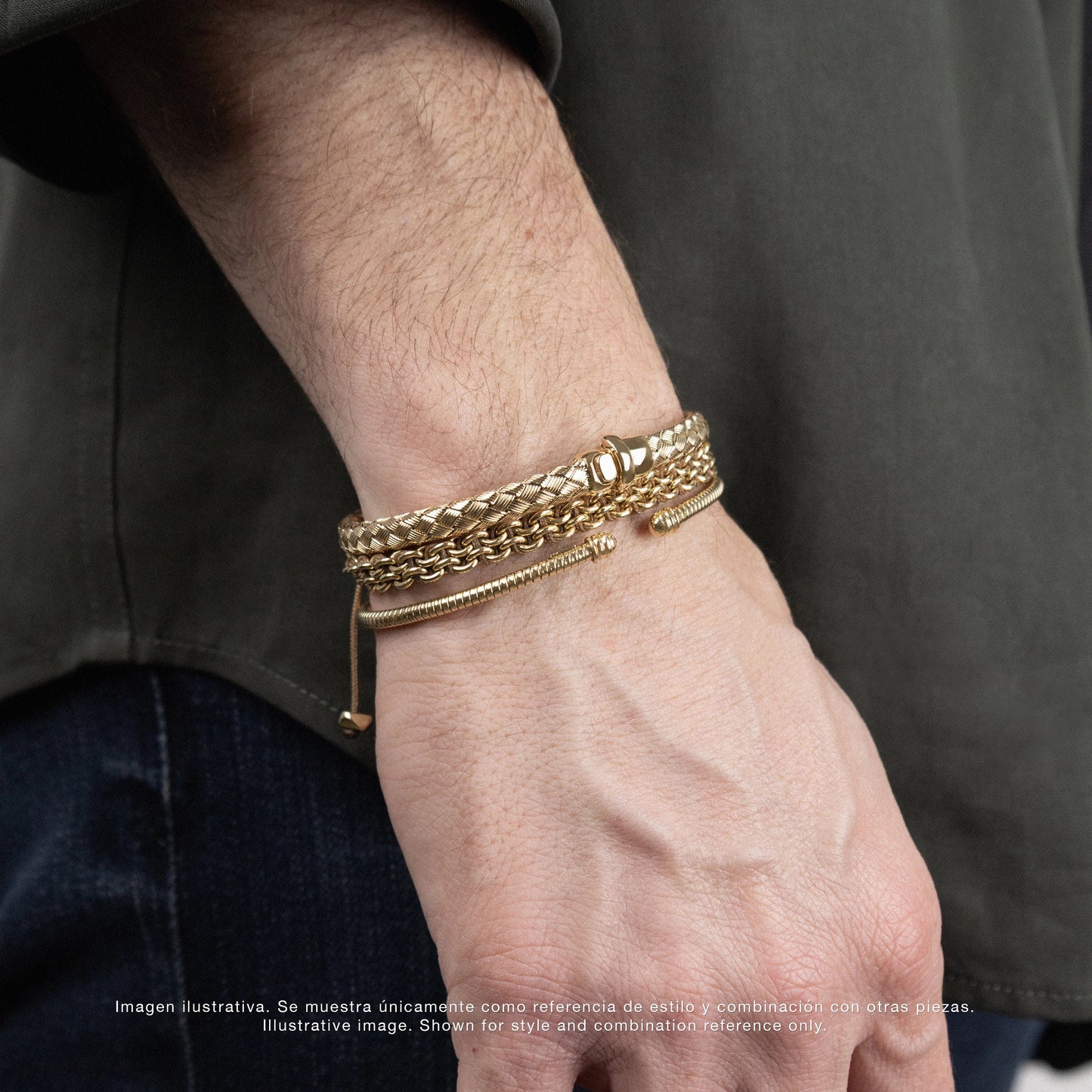 Pulsera Tiber Oro 14K oro blanco oro rosa trenzada italiana arezzo - Joyería y bisutería fina