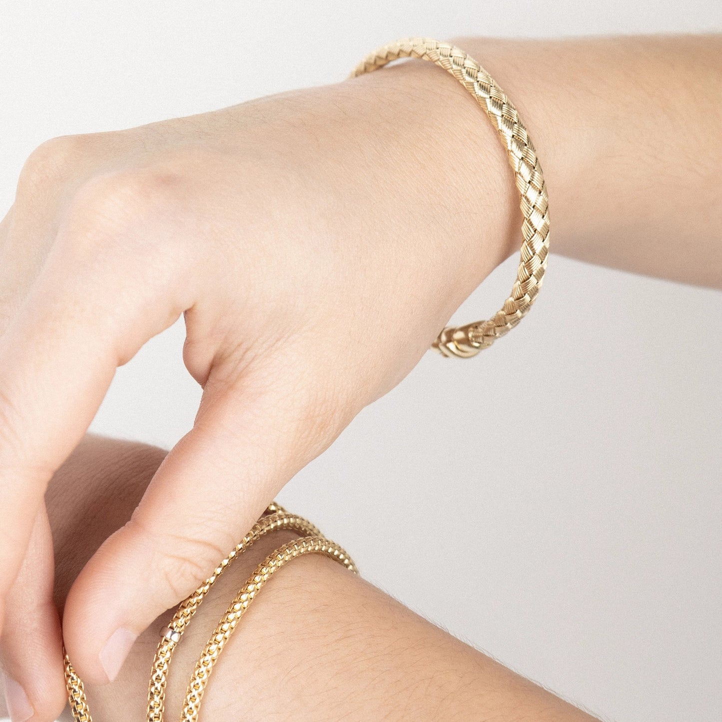 Pulsera Tiber Oro 14K oro blanco oro rosa trenzada italiana arezzo - Joyería y bisutería fina