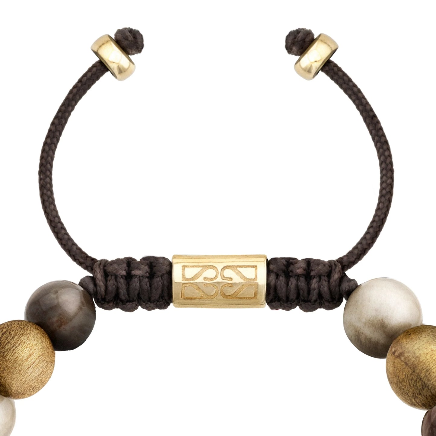 Pulsera Verdeña Oro 14K con cuentas de madera de nepal petrificada - Joyería y bisutería fina