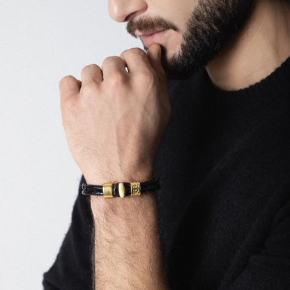 Pulsera en baño de Oro 22K, Broche de botón, Piel natural de Serpiente, doble vuelta - Joyería y bisutería fina