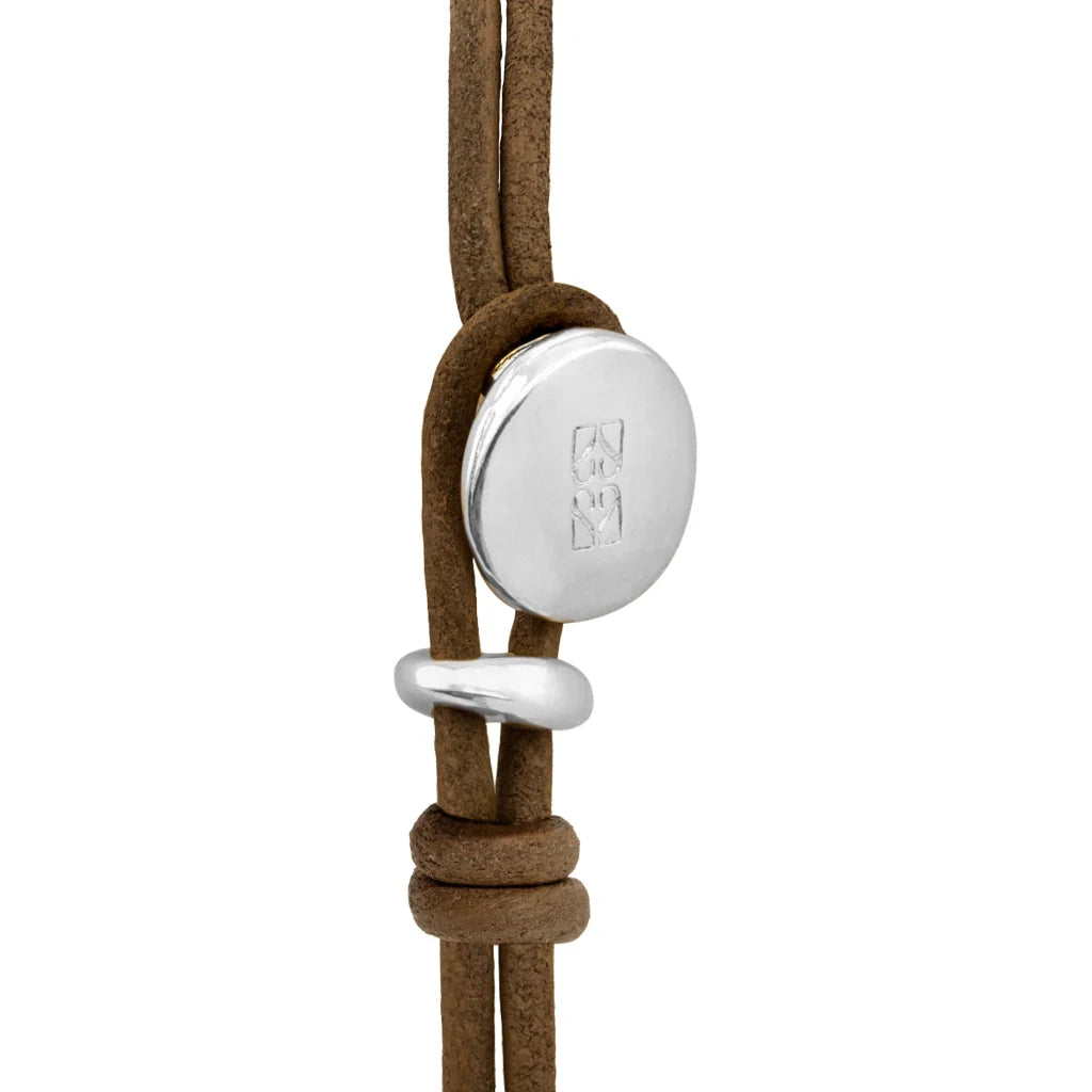 Pulsera Detalles en baño rodio, Piel natural española - Joyería y bisutería fina
