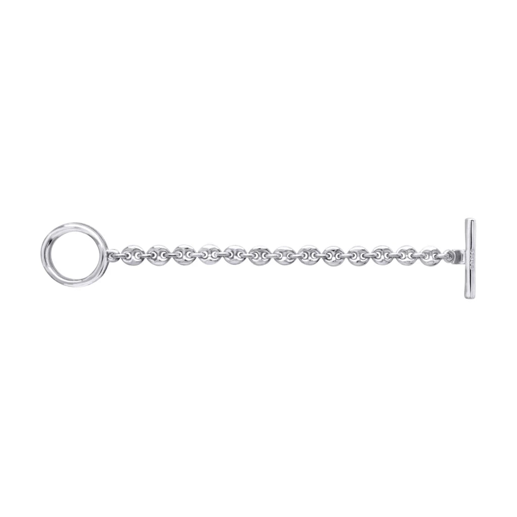 Pulsera de eslabones entrelazados con broche Omega en baño de rodio - Joyería y bisutería fina