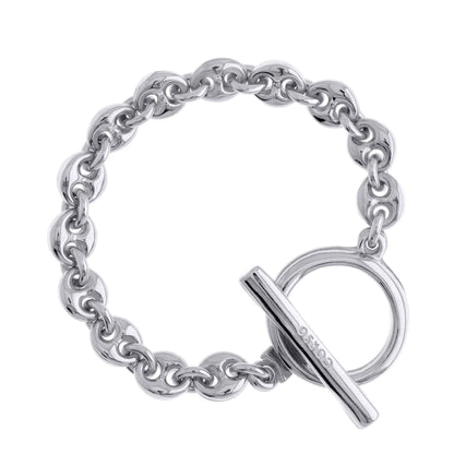 Pulsera de eslabones entrelazados con broche Omega en baño de rodio - Joyería y bisutería fina