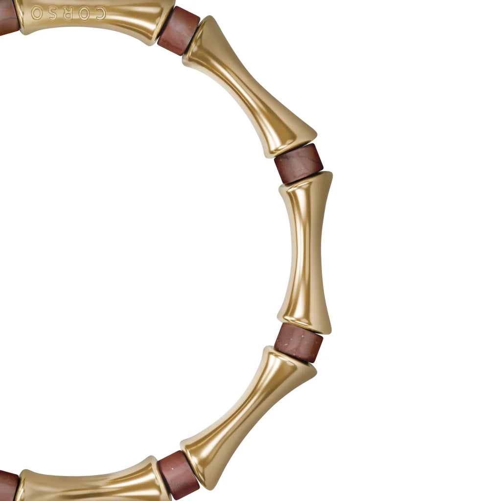 Pulsera Bañado en Oro 22K, Piedras, Cuentas tubulares - Joyería y bisutería fina