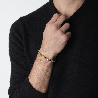 Pulsera baño de Rodio y Oro de 22K, Piel española - Joyería y bisutería fina