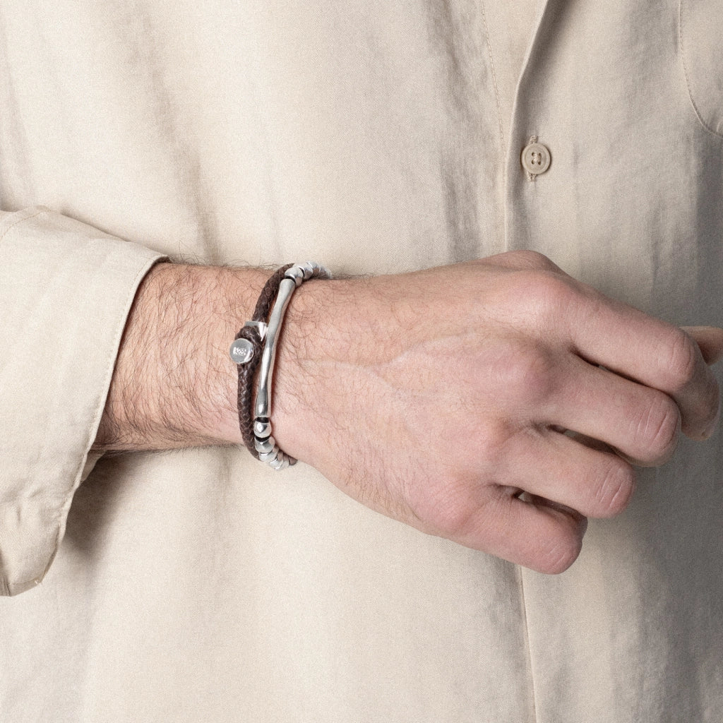 Pulsera baño de Rodio, Piel española - Joyería y bisutería fina