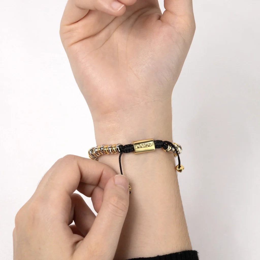 Pulsera baño en Oro 22K y rodio, Hilo de seda - Joyería y bisutería fina