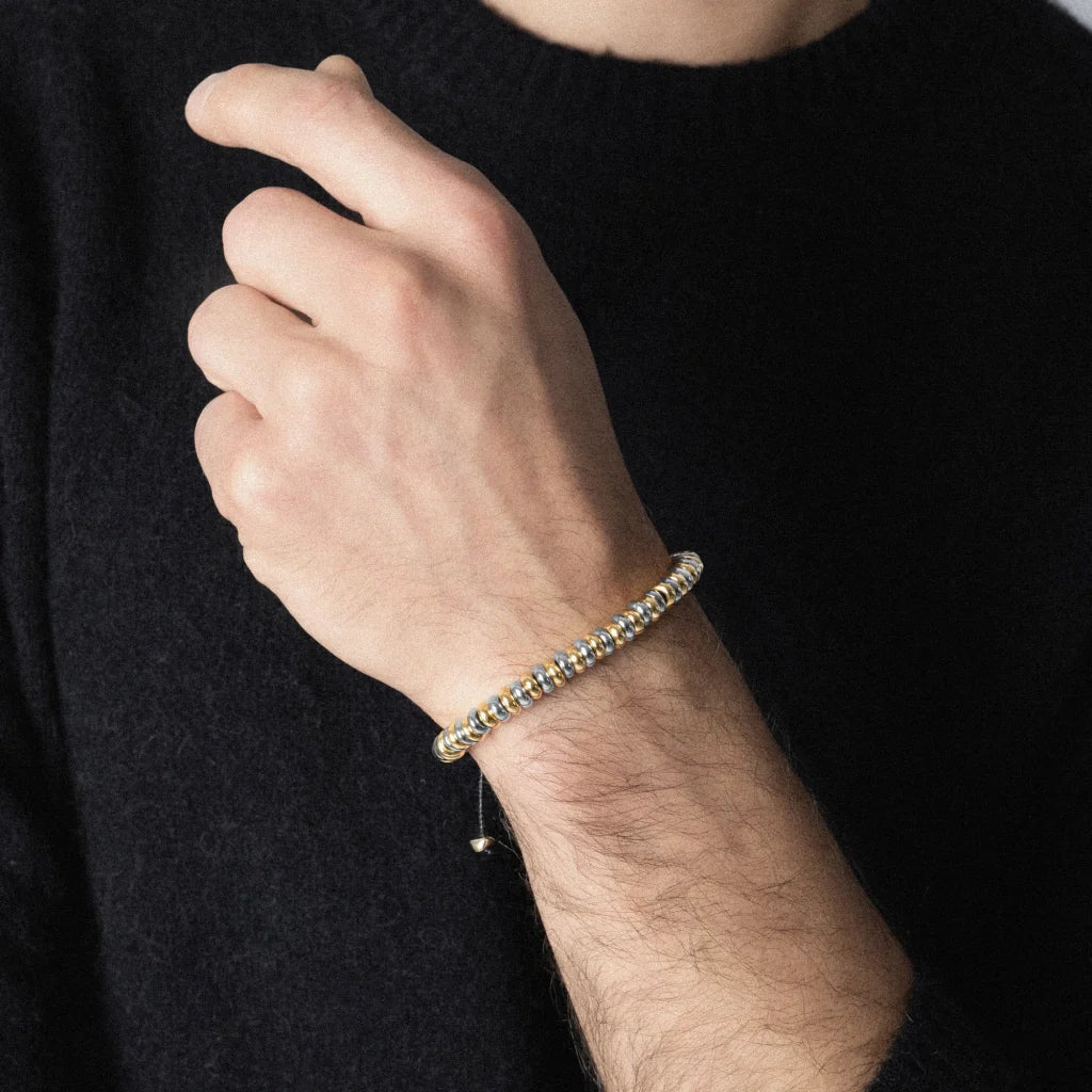 Pulsera baño en Oro 22K y rodio, Hilo de seda - Joyería y bisutería fina