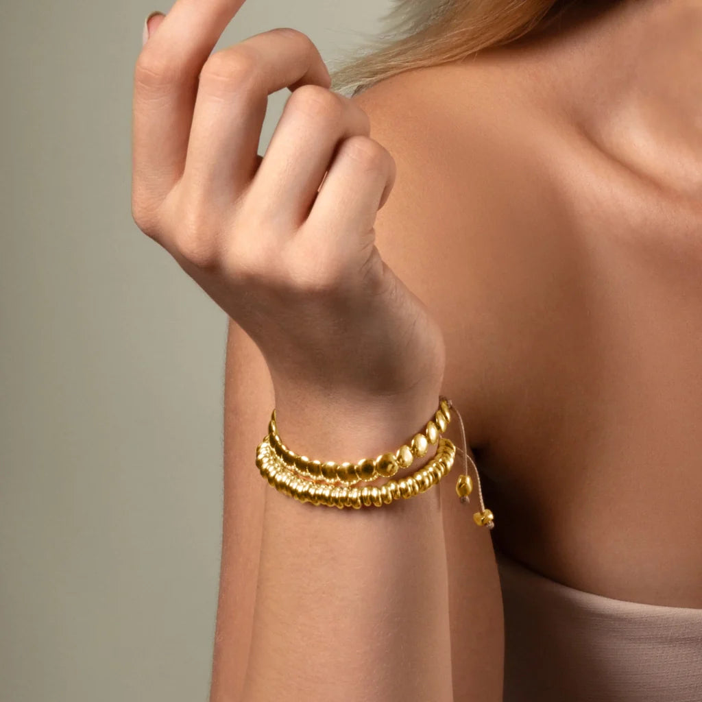 Pulsera baño en oro de 22K, Hilo de seda - Joyería y bisutería fina
