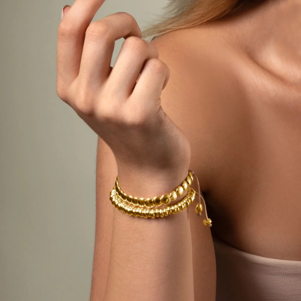 Pulsera baño en oro de 22K, Hilo de seda - Joyería y bisutería fina