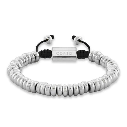 Pulsera baño en rodio, Hilo de seda - Joyería y bisutería fina