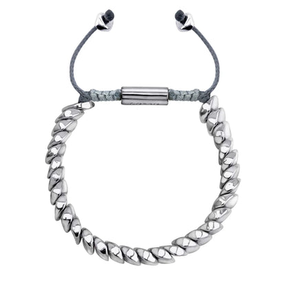 Pulsera ajustable con hilo de seda, con placa insignia corso y lunas en baño de rodio - Joyería y bisutería fina