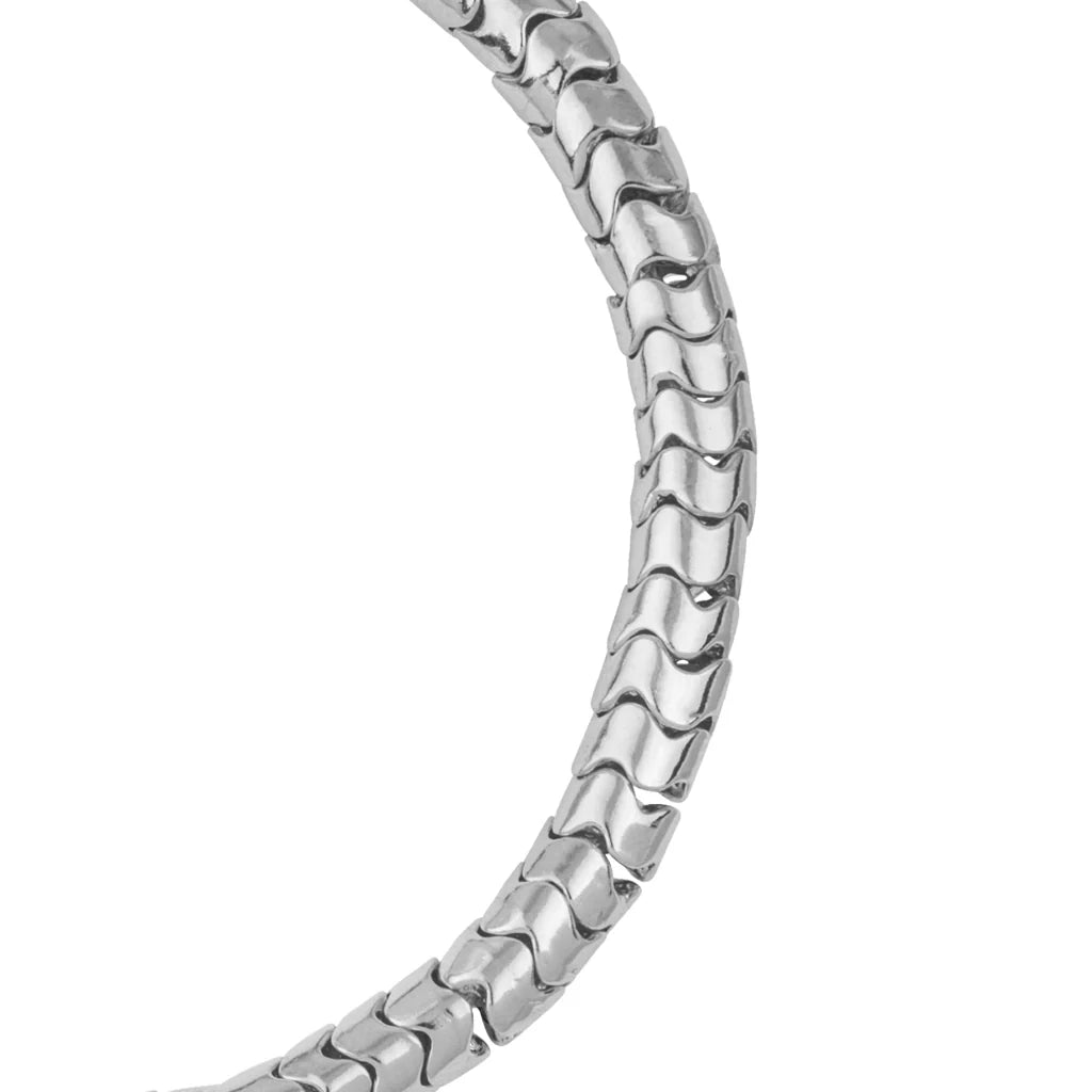 Pulsera ajustable con hilo de seda, diseño escamas articuladas y broche bañado en rodio - Joyería y bisutería fina