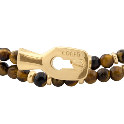 Pulsera con piedras de 4mm, con mini donas y broche en baño de oro de 22K - Joyería y bisutería fina
