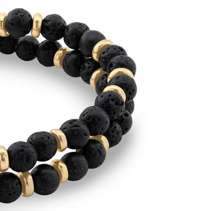 Pulsera con piedras de 4mm, con mini donas y broche en baño de oro de 22K - Joyería y bisutería fina