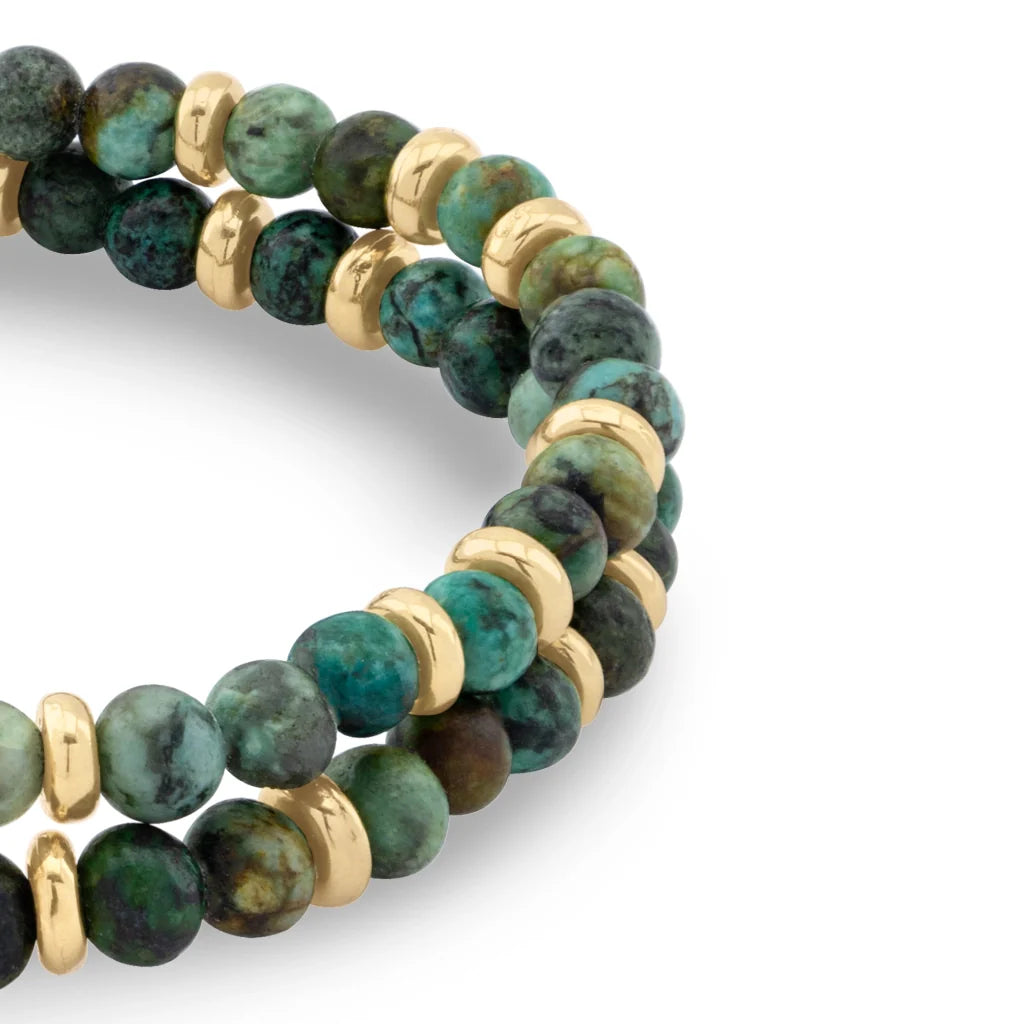 Pulsera con piedras de 4mm, con mini donas y broche en baño de oro de 22K - Joyería y bisutería fina