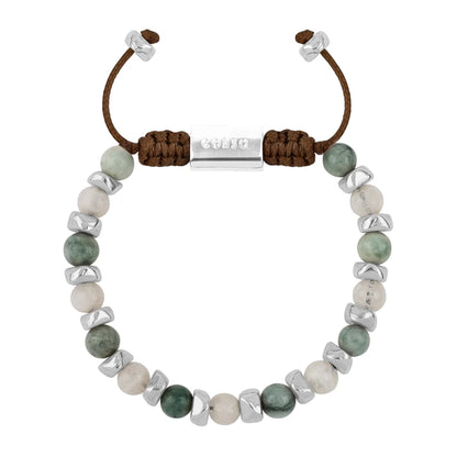 Pulsera ajustable, con piedras naturales de 6mm, baño de rodio - Joyería y bisutería fina