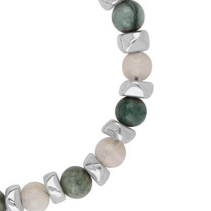 Pulsera ajustable, con piedras naturales de 6mm, baño de rodio - Joyería y bisutería fina