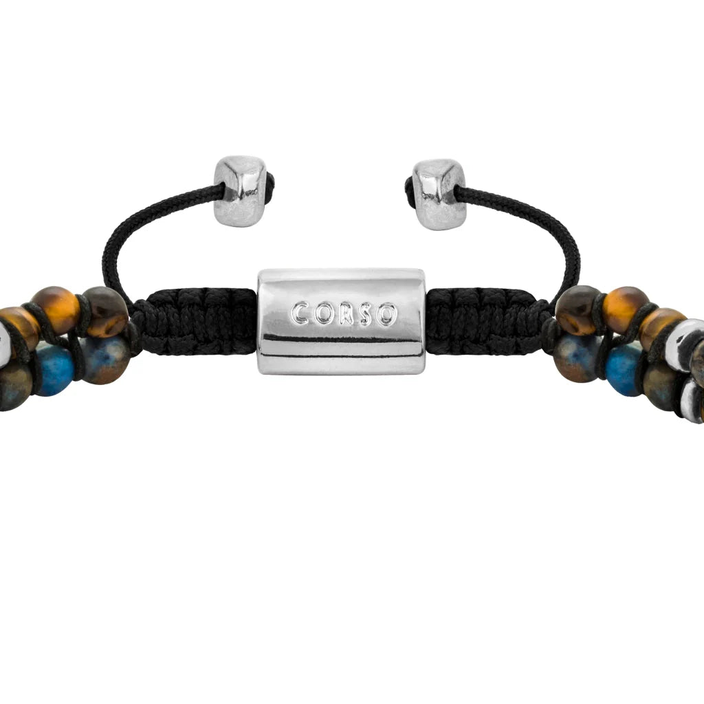 Pulsera ajustable con piedras 4mm, con mini donas y placa insignia en baño de rodio - Joyería y bisutería fina