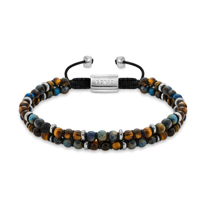 Pulsera ajustable con piedras 4mm, con mini donas y placa insignia en baño de rodio - Joyería y bisutería fina