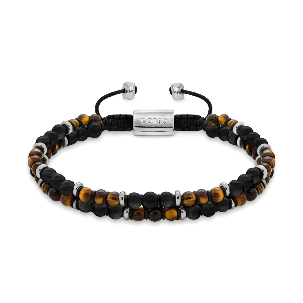 Pulsera ajustable con piedras 4mm, con mini donas y placa insignia en baño de rodio - Joyería y bisutería fina