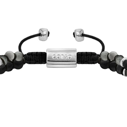 Pulsera ajustable con piedras 4mm, con mini donas y placa insignia en baño de rodio - Joyería y bisutería fina