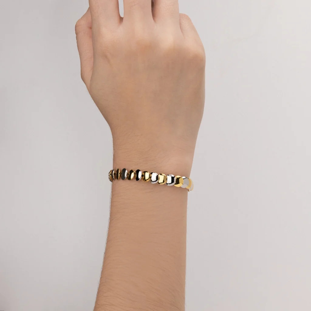Pulsera con broche ajustable, mini lunas en baño de oro 22K o rodio - Joyería y bisutería fina
