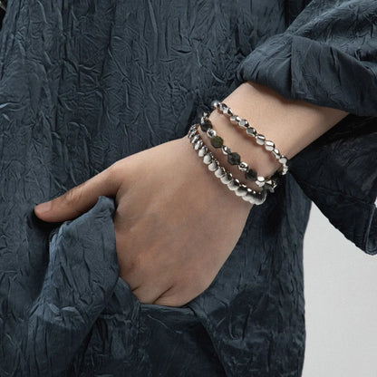 Pulsera con broche ajustable, mini lunas en baño de rodio - Joyería y bisutería fina