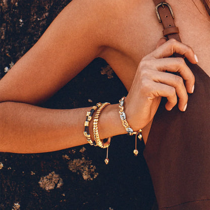Pulsera con eslabones en baño de rodio u oro 22K - Joyería y bisutería fina