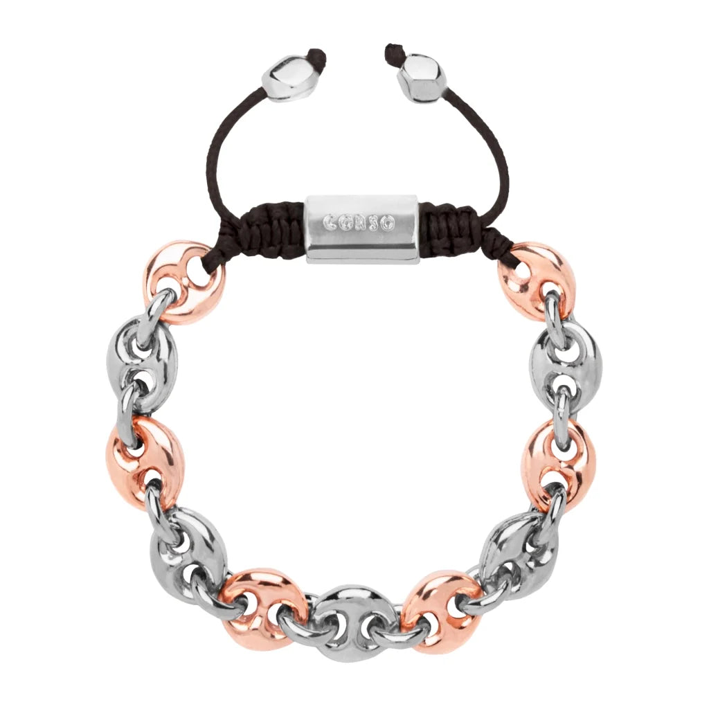 Pulsera con eslabones en baño de rodio u oro rosa 22K - Joyería y bisutería fina