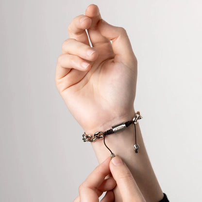 Pulsera con eslabones en baño de rodio u oro rosa 22K - Joyería y bisutería fina