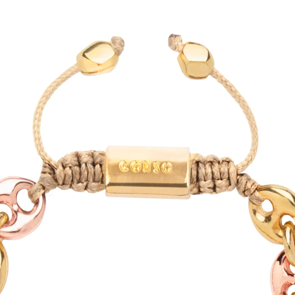 Pulsera con eslabones en baño de rodio, oro 22K o oro rosa 22K - Joyería y bisutería fina