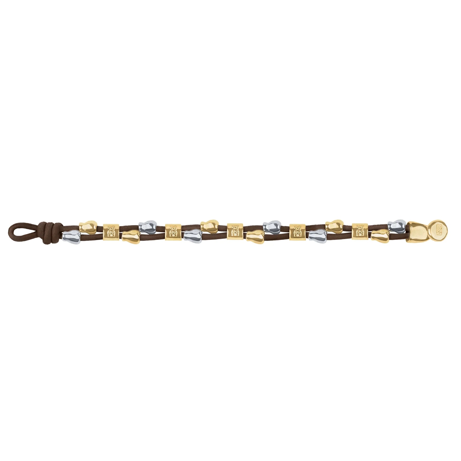 Pulsera baño de Oro 22K, piel española, baño de rodio, perlas - Joyería y bisutería fina