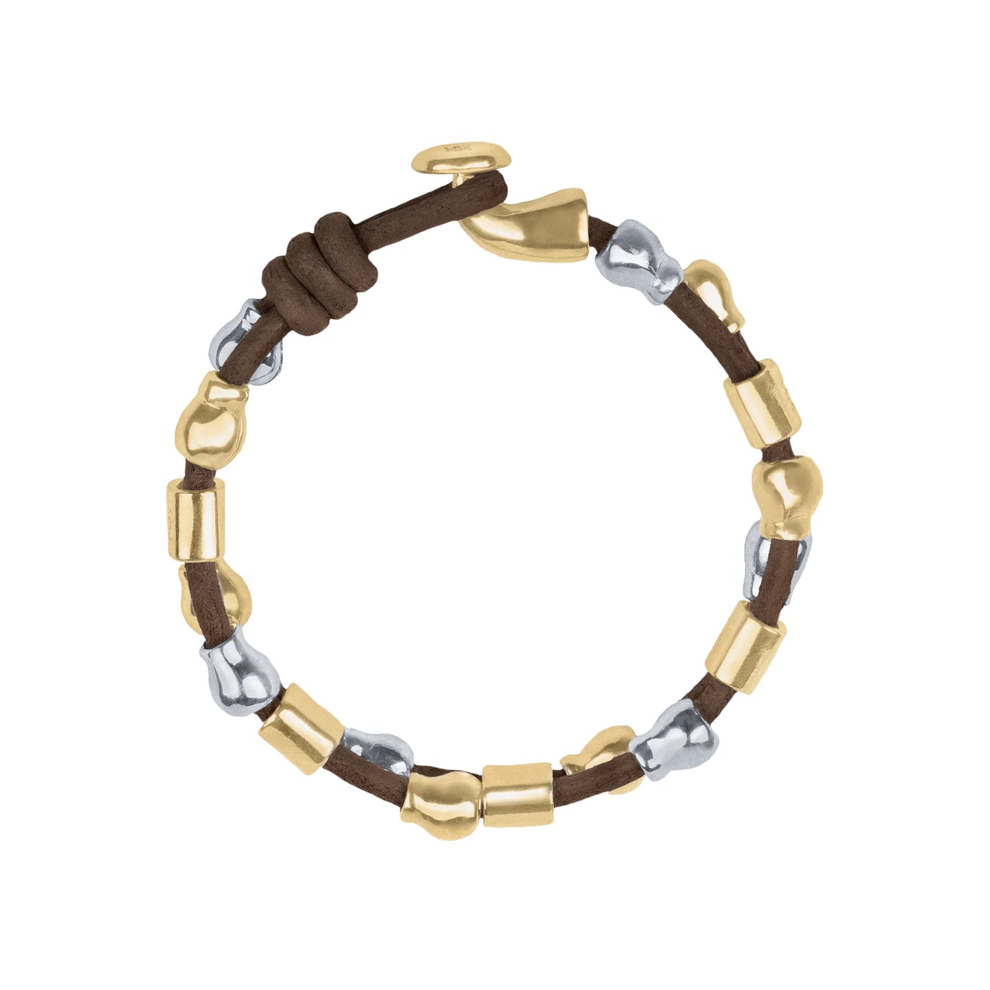 Pulsera baño de Oro 22K, piel española, baño de rodio, perlas - Joyería y bisutería fina