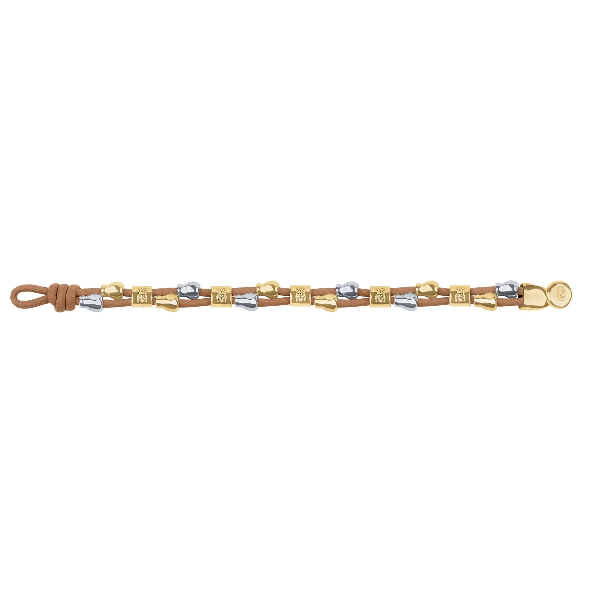 Pulsera baño de Oro 22K, piel española, baño de rodio, perlas - Joyería y bisutería fina