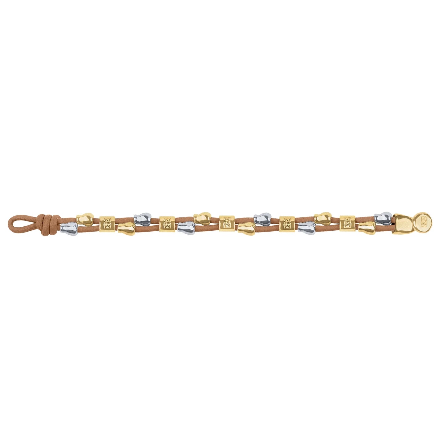 Pulsera baño de Oro 22K, piel española, baño de rodio, perlas - Joyería y bisutería fina