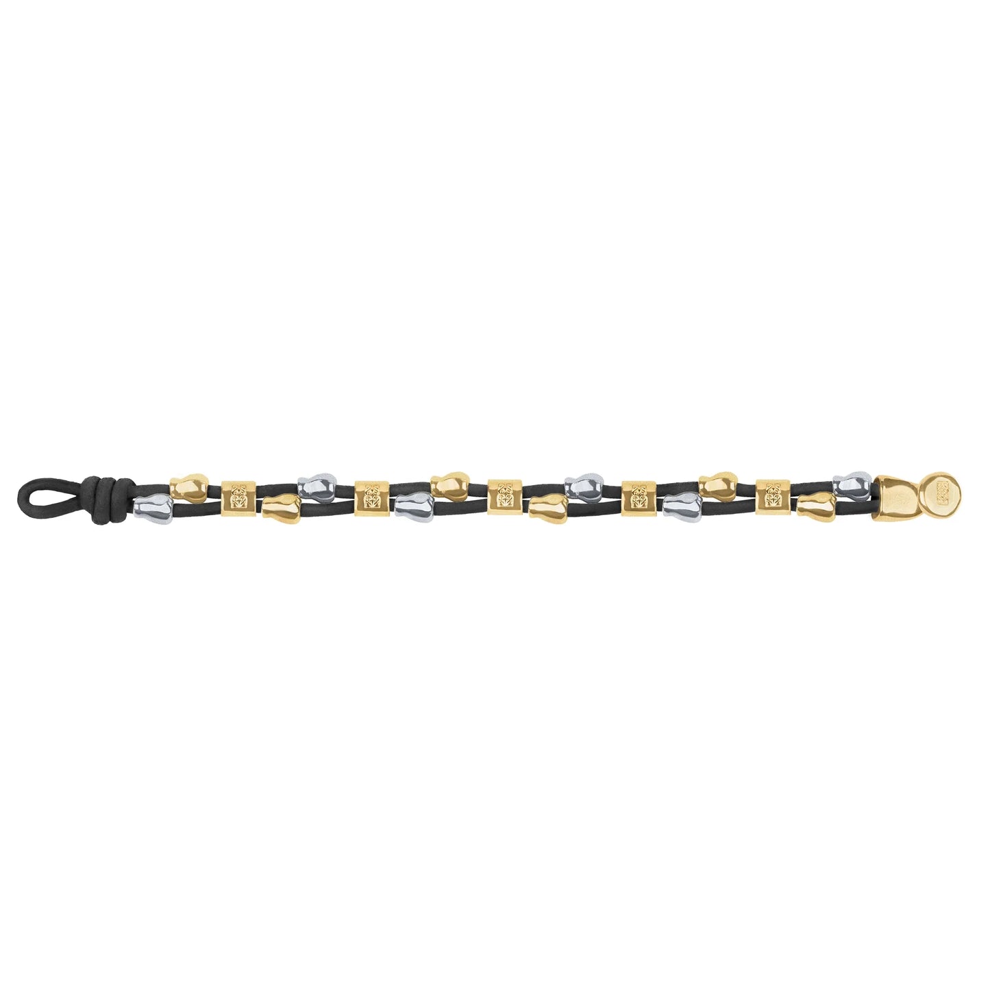 Pulsera baño de Oro 22K, piel española, baño de rodio, perlas - Joyería y bisutería fina