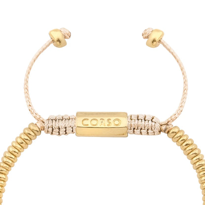 Pulsera con rondanas, donas y placa octagonal en baño de oro 22K - Joyería y bisutería fina