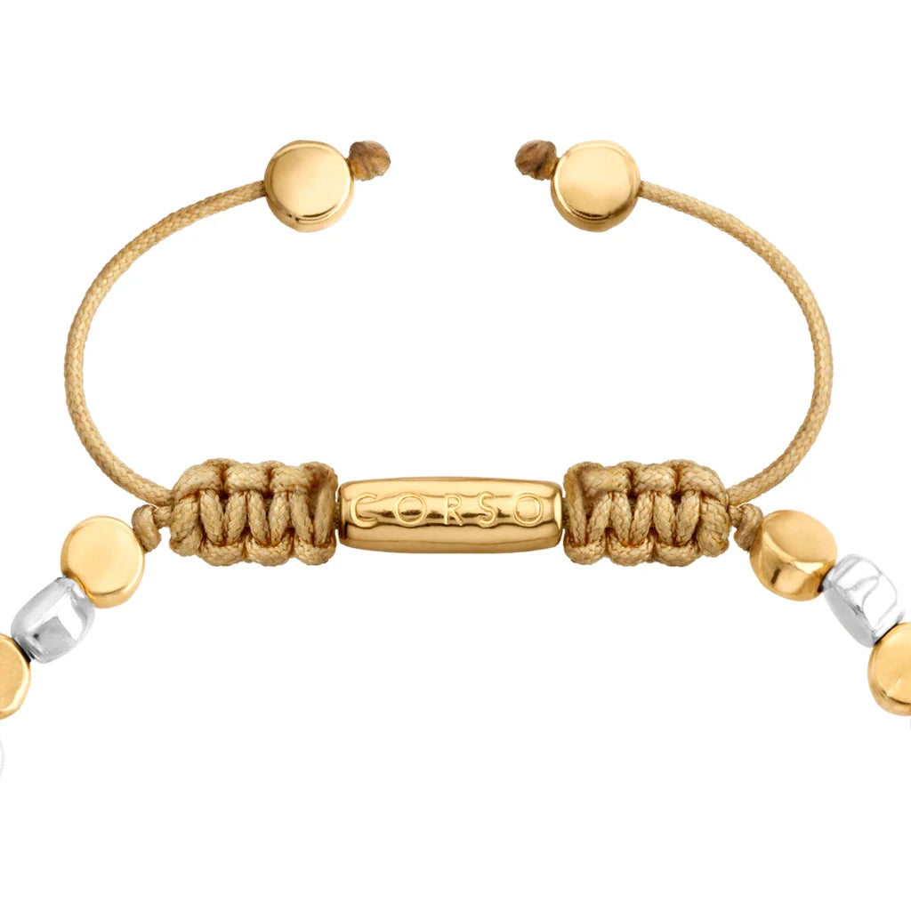 Pulsera con cuentas cilíndricas bañadas en oro 22K y rodio - Joyería y bisutería fina