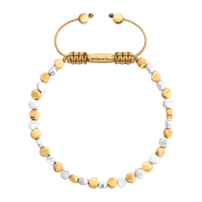 Pulsera con cuentas cilíndricas bañadas en oro 22K y rodio - Joyería y bisutería fina