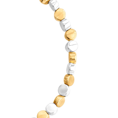 Pulsera con cuentas cilíndricas bañadas en oro 22K y rodio - Joyería y bisutería fina