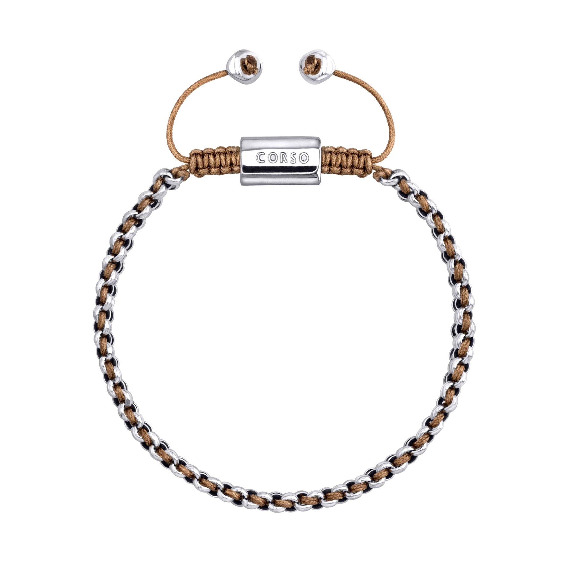 Pulsera En baño de rodio, Hilo de seda, Trenzado - Joyería y bisutería fina