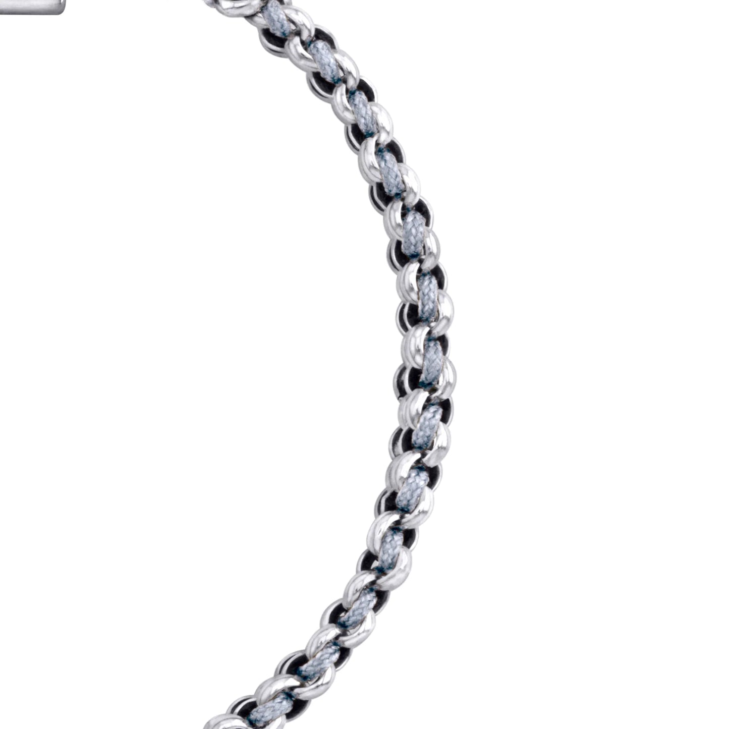 Pulsera En baño de rodio, Hilo de seda, Trenzado - Joyería y bisutería fina